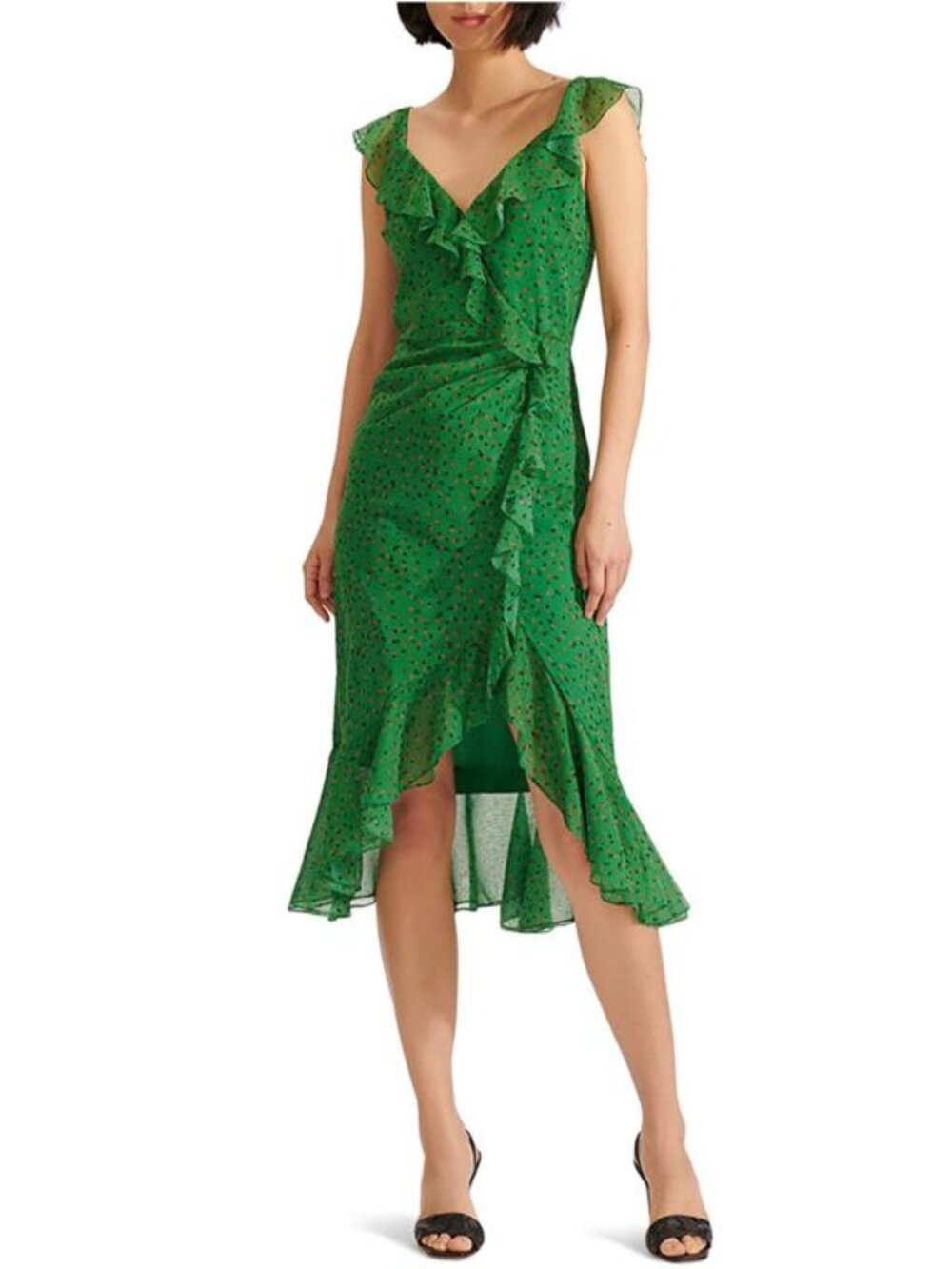 Veronica Beard Amal floral green print ruffle dress